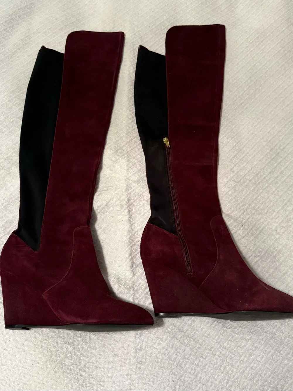 Charles By Charles David Burgundy Suede Wedge Over-the-Knee Boots